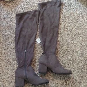 Christian Siriano OTK gray faux suede boots